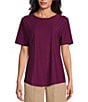 Color:Plum Caspia - Image 1 - Petite Size Short Sleeve Solid Knit Tee Shirt