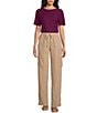 Color:Plum Caspia - Image 4 - Petite Size Short Sleeve Solid Knit Tee Shirt