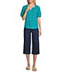 Westbound Petite Size Knit Elbow Sleeve Henley Top - Image 3
