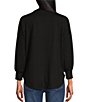 Color:Black - Image 2 - Petite Size Knit Long Sleeve Henley Pullover Shirt