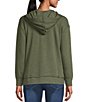 Color:Bettle Olive Heather - Image 2 - Petite Size Knit Long Sleeve Hoodie
