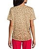 Color:Ombre Leopard - Image 2 - Petite Size Knit Short Sleeve Crew Neck Top