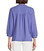 Color:Persian Jewel Purple - Image 2 - Petite Size Knit V-Neck 3/4 Sleeve Embroidered Top