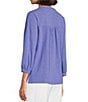 Color:Persian Jewel Purple - Image 5 - Petite Size Knit V-Neck 3/4 Sleeve Embroidered Top