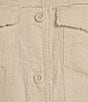 Color:Natural - Image 4 - Petite Size Linen Blend Button Front Fray Detail Jacket