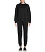 Color:Black - Image 3 - Petite Size Long Sleeve Cowl Neck Cozy Knit Drawstring Pullover