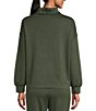 Color:Climbing Ivy - Image 2 - Petite Size Long Sleeve Cowl Neck Cozy Knit Drawstring Pullover