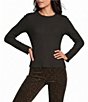 Westbound Petite Size Long Sleeve Crew Neck Ribbed Top - Image 1