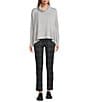 Westbound Petite Size Long Sleeve Mock Neck Knit Top, Color:Grey Heather - Image 3