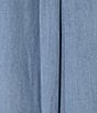 Westbound Petite Size Point Collar 3/4 Roll-Tab Sleeve Button-Front Chambray Midi Shirt Dress, Color:Medium Wash Indigo - Image 5
