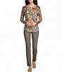 Westbound Petite Size Print Long Sleeve Crew Neck Knit Tee - Image 3