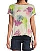 Color:Floating Clusters - Image 1 - Petite Size Printed Crew Neck Short Sleeve Scrunched Waist Top