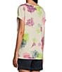 Color:Floating Clusters - Image 4 - Petite Size Printed Crew Neck Short Sleeve Scrunched Waist Top