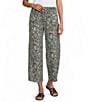 Westbound Petite Size Printed Pull On Linen Blend Crop Pants - Image 1