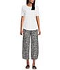 Westbound Petite Size Printed Pull On Linen Blend Crop Pants - Image 3