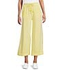 Westbound Petite Size Pull-On Cropped Drawstring Terry Pants, Color:Lemonade - Image 1