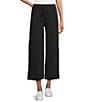 Westbound Petite Size Pull-On Cropped Drawstring Terry Pants, Color:Black - Image 1