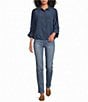 Westbound Petite Size Pull-On Embroidered Pocket High Rise Skinny Pant - Image 3