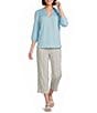 Westbound Petite Size Pull On Linen-Blend Crop Pants - Image 3