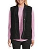 Westbound Petite Size Reversible V-Neck Open Front Vest, Color:Black - Image 2