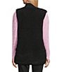 Westbound Petite Size Reversible V-Neck Open Front Vest, Color:Black - Image 6