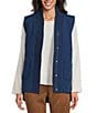 Westbound Petite Size Reversible V-Neck Open Front Vest, Color:Dark Denim - Image 1
