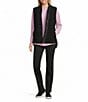 Westbound Petite Size Reversible V-Neck Open Front Vest, Color:Black - Image 12