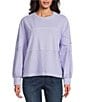 Westbound Petite Size Ribbed Long Sleeve Crewneck Top, Color:Purple Heather - Image 1