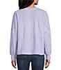 Westbound Petite Size Ribbed Long Sleeve Crewneck Top, Color:Purple Heather - Image 2