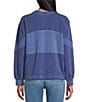 Westbound Petite Size Ribbed Long Sleeve Crewneck Top, Color:Twilight Blue - Image 2