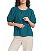 Westbound Petite Size Short Sleeve Boat Neck Top - Image 1