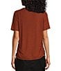 Color:Brandy Brown - Image 2 - Petite Size Short Sleeve Crew Neck Ruched Tee