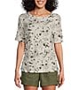 Color:Neutral Tencel Wash - Image 1 - Petite Size Short Sleeve Crew Neck Ruched Tee