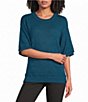 Westbound Petite Size Elbow Sleeve Crew Neck Sweater Top - Image 1