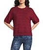 Westbound Petite Size Short Sleeve Crew Neck Sweater Top - Image 1
