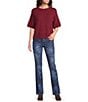 Westbound Petite Size Short Sleeve Crew Neck Sweater Top - Image 3