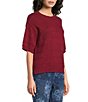 Westbound Petite Size Short Sleeve Crew Neck Sweater Top - Image 4