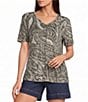 Westbound Petite Size Short Sleeve V-Neck Top - Image 1