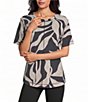 Westbound Petite Size Slub Knit Crew Neck Short Sleeve Top - Image 1