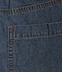 Color:Classic Stone Wash - Image 4 - Petite Size Soft Denim High Rise Pull-On Drawstring 5 Pocket Shorts