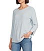 Westbound Petite Size Solid 3/4 Sleeve Knit Crew Neck Top - Image 1