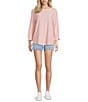 Westbound Petite Size Solid 3/4 Sleeve Knit Crew Neck Top - Image 3
