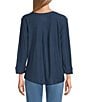 Westbound Petite Size Solid 3/4 Sleeve Knit Crew Neck Top - Image 5