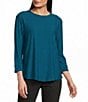 Westbound Petite Size Solid 3/4 Sleeve Knit Crew Neck Top - Image 1