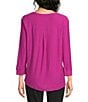 Westbound Petite Size Solid 3/4 Sleeve Knit Crew Neck Top - Image 2