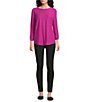 Westbound Petite Size Solid 3/4 Sleeve Knit Crew Neck Top - Image 3
