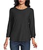 Westbound Petite Size Solid 3/4 Sleeve Knit Crew Neck Top - Image 1