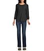 Westbound Petite Size Solid 3/4 Sleeve Knit Crew Neck Top - Image 3