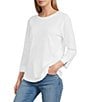 Westbound Petite Size Solid 3/4 Sleeve Knit Crew Neck Top - Image 4