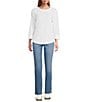 Westbound Petite Size Solid 3/4 Sleeve Knit Crew Neck Top - Image 6